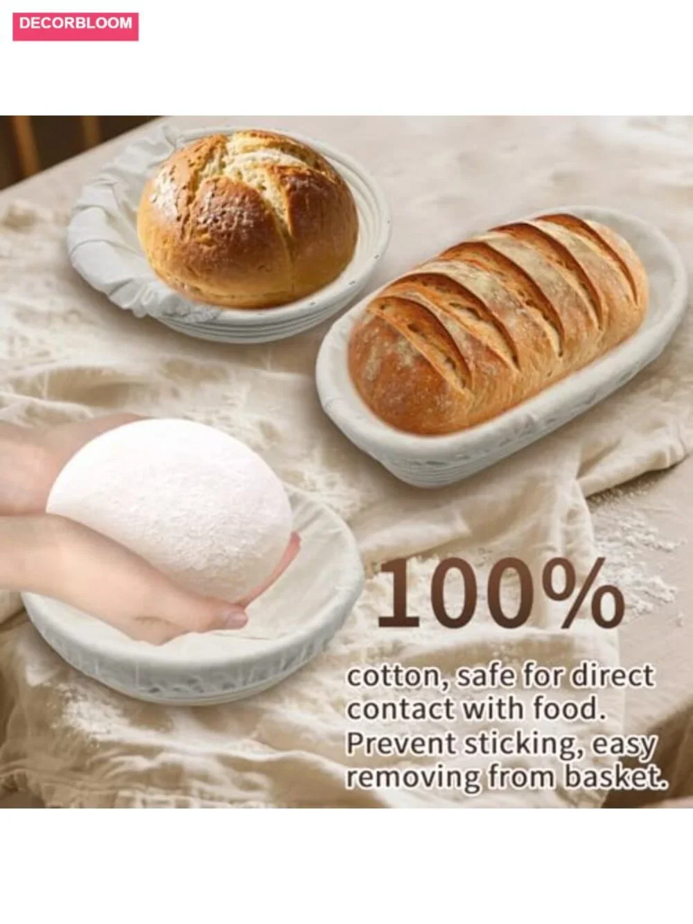Bread Proofing Basket Set, 2 Banneton with Liners, Bread Lame, Whisk, Scrapers